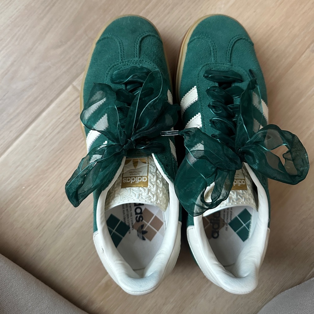 Adidas Emerald gazelle sambas with Sheer Ribbon Laces
